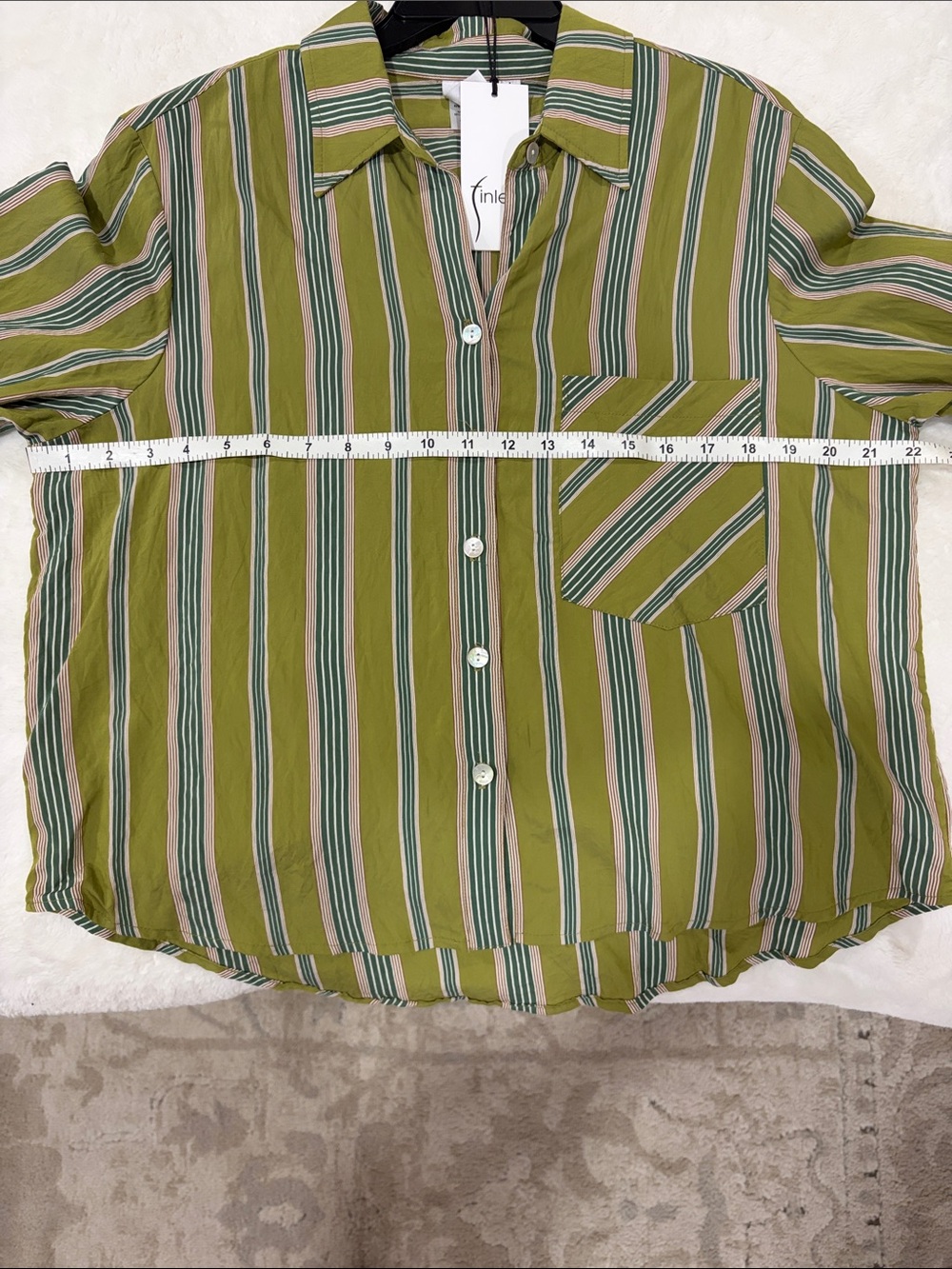 Finley Striped Button-Front Shirt - Green - Picture 7 of 7